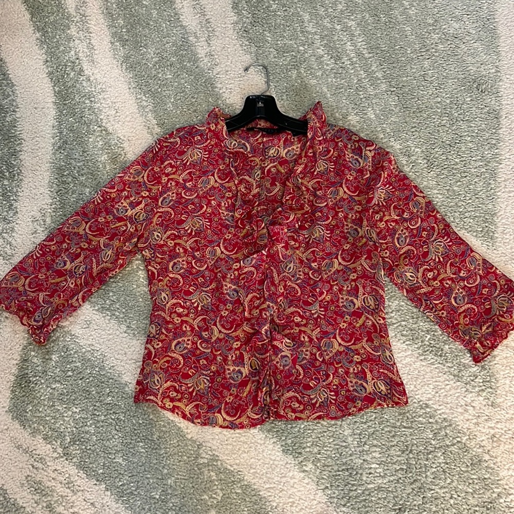 100% Silk Ruffled Blouse